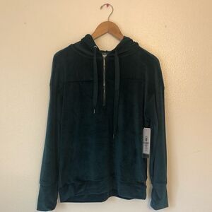 NWT NINE WEST Active Velour 3/4 Zip Hooded Jacket Size Small